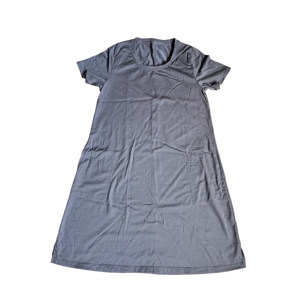 Woolx Georgie Merino Wool Dress Small Gray A-Line Pocket T-Shirt  Hiking Travel